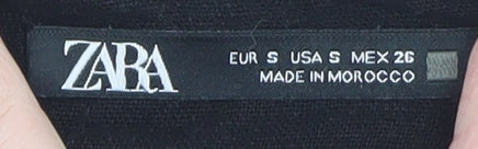 Brand and care label for Zara Women Black Sleeveless Playsuit, size S, Elastic Waist Cutout Back