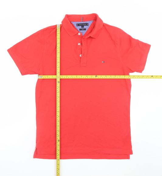 Tommy Hilfiger Men’s Red Slim Fit Polo Shirt Size L Cotton