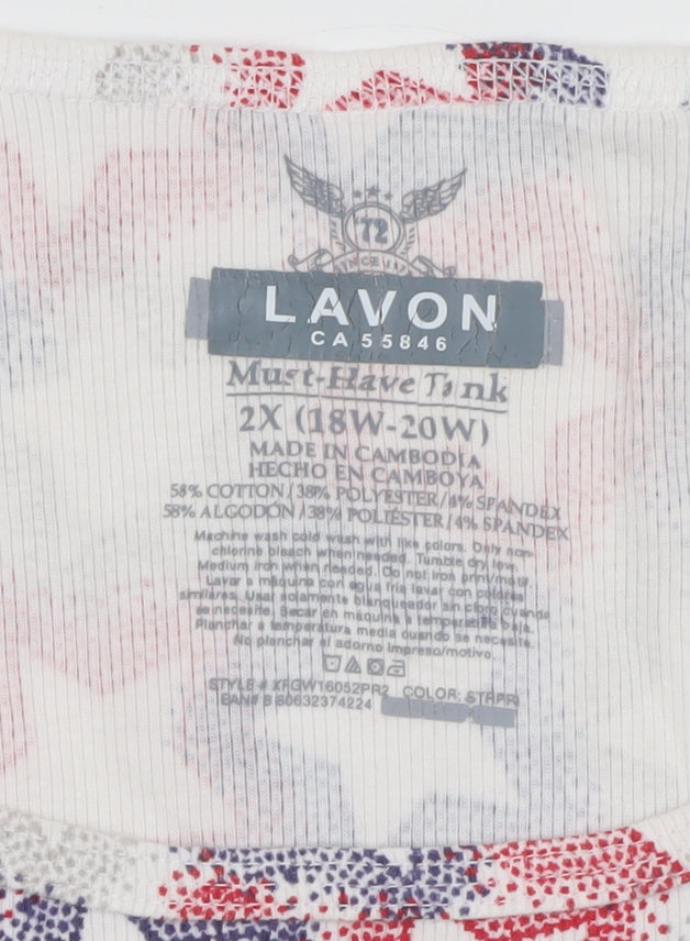 Brand and care label for Lavon women’s multicoloured star print tank top 2xl plus basic cotton blend
