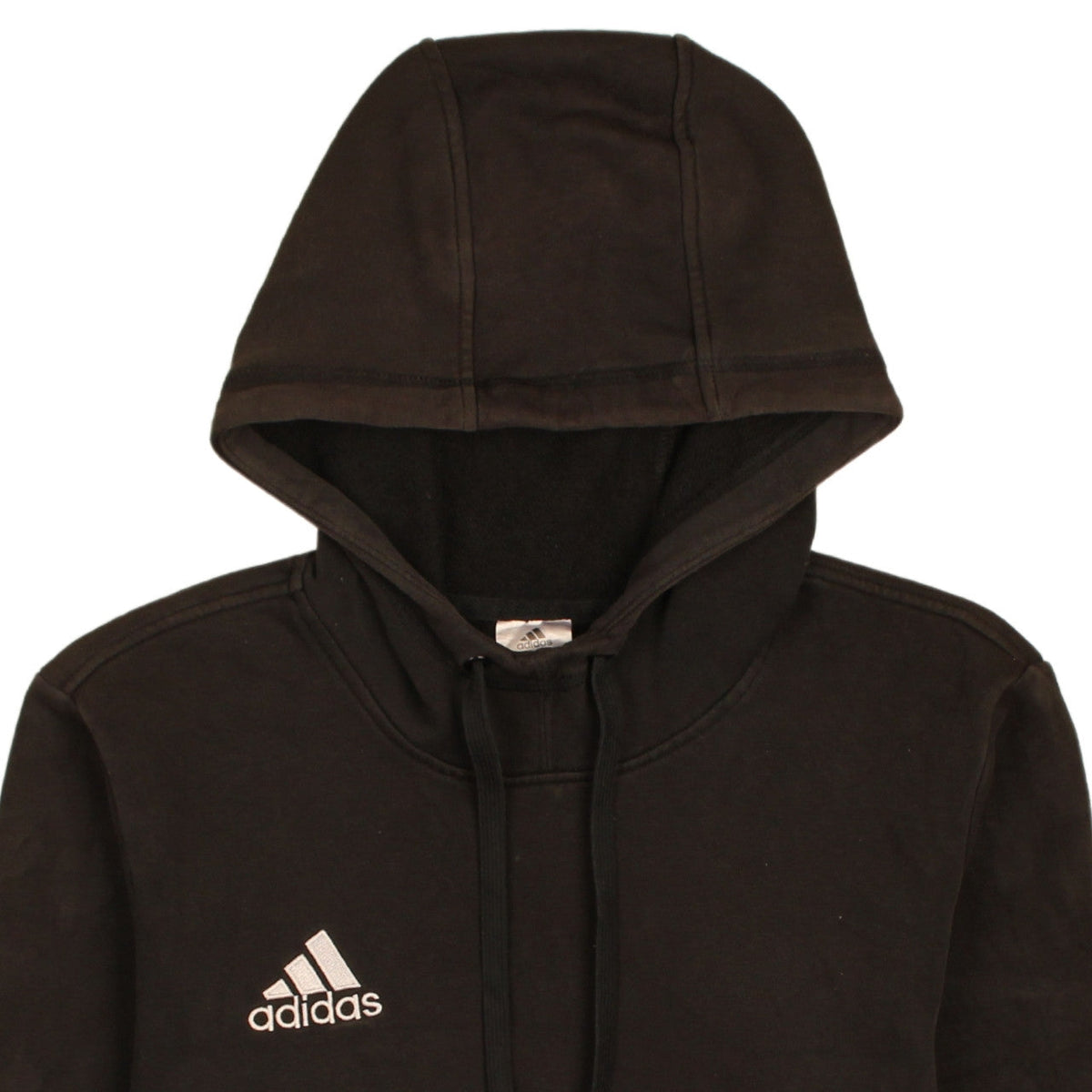 Brand and care label for Adidas Men's Black Pullover Hoodie Small Fleece Sportswear