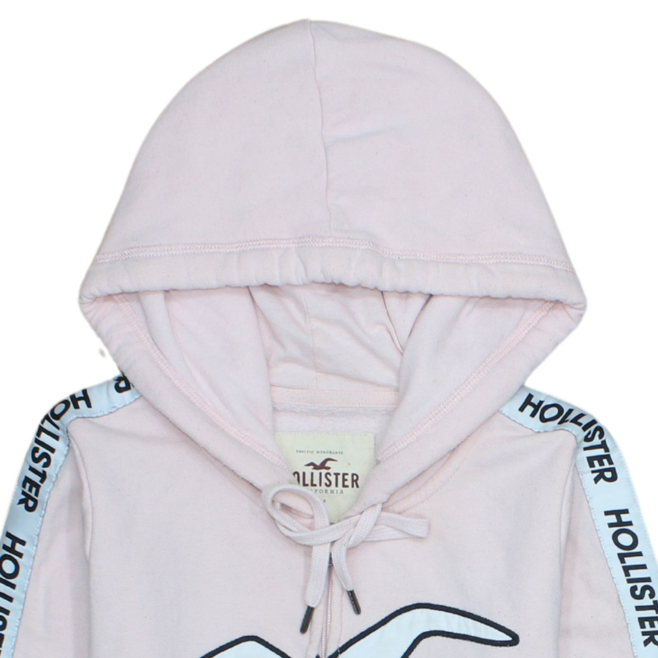 Hollister Women Pink Full Zip Hoodie Medium Cotton Blend Logo Hooded Sweatshirt