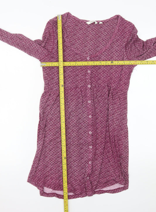 FatFace Women's Purple Geometric Long Sleeve Shirt Dress Size 10