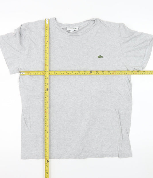 Lacoste Men's Grey Regular Fit Crew Neck Cotton T-Shirt Size M