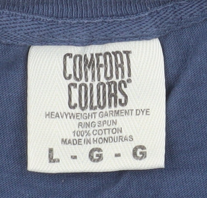 Comfort Colors Men's Blue Long Sleeve 'Housefly Fishing' Relaxed Fit Top Size L