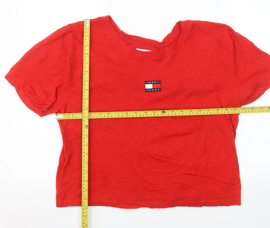 Tommy Jeans Women's Red Cotton Short Sleeve T-Shirt Size L