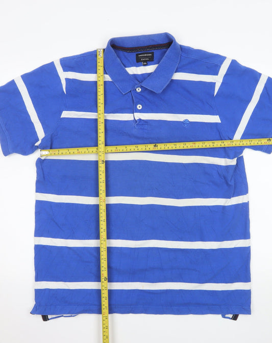 Greenwoods Men’s Blue Striped Cotton Polo Shirt Size 2XL