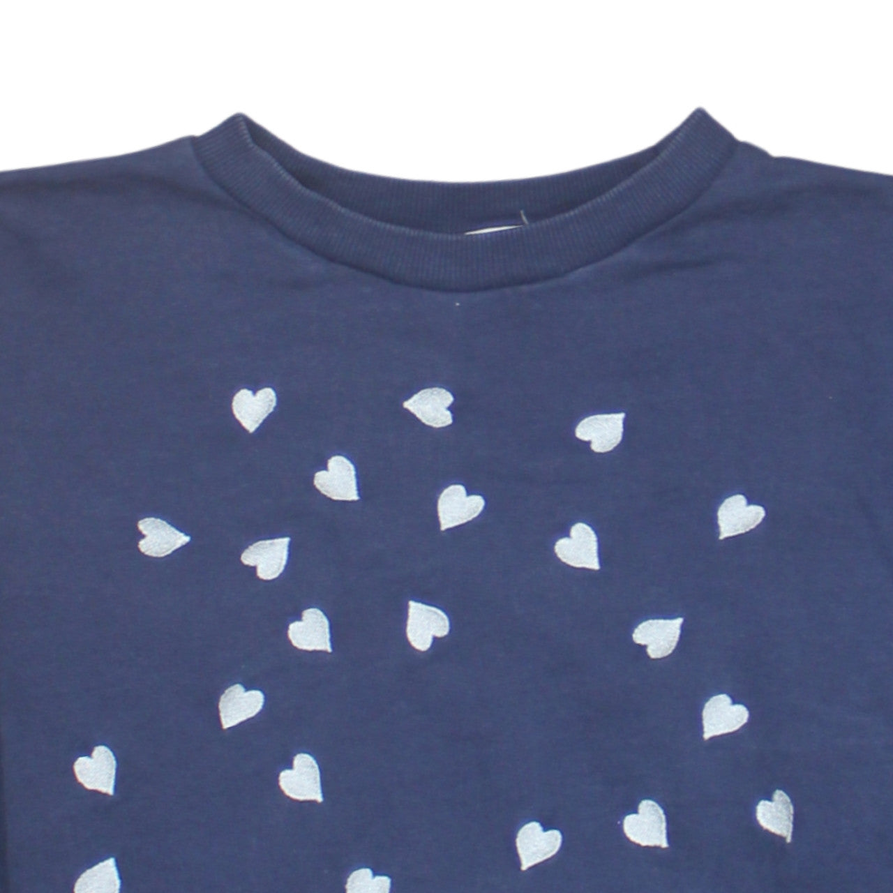 Oasis Womens Navy Blue Heart Print Pullover Sweatshirt XS