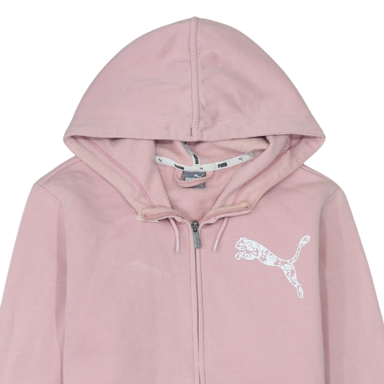 Puma Womens Pink Full Zip Hoodie XL - Soft Fleece Lined Sweatshirt