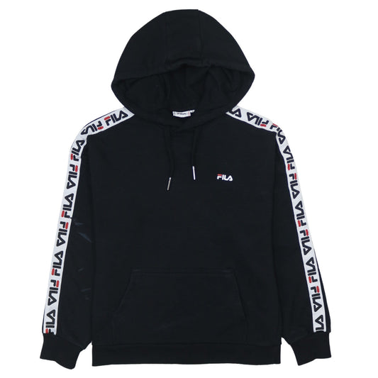 Fila Men's Black Pullover Hoodie with Logo Trim Size S