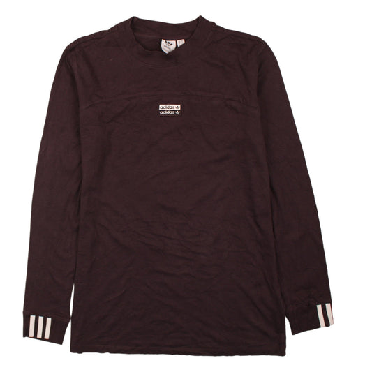 Adidas Brown Long Sleeve Womens Size 10 Cotton Crew Neck Active Top