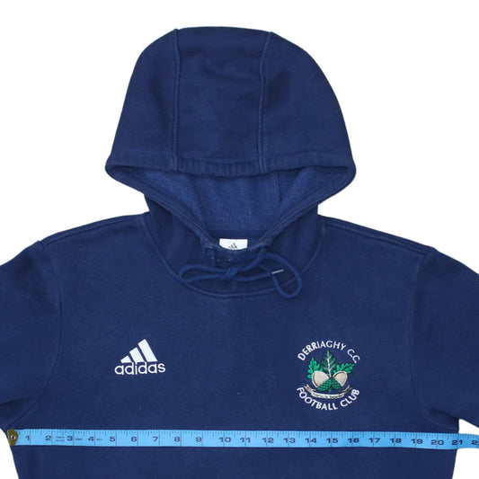 Adidas Mens Blue Pullover Hoodie Size S Regular Fit Sports Embroidered