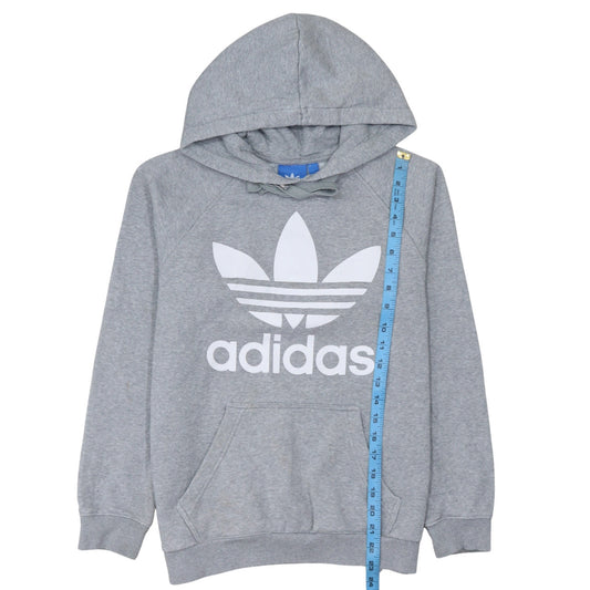Adidas Men's Grey Pullover Hoodie Small Logo Fleece Sweatshirt