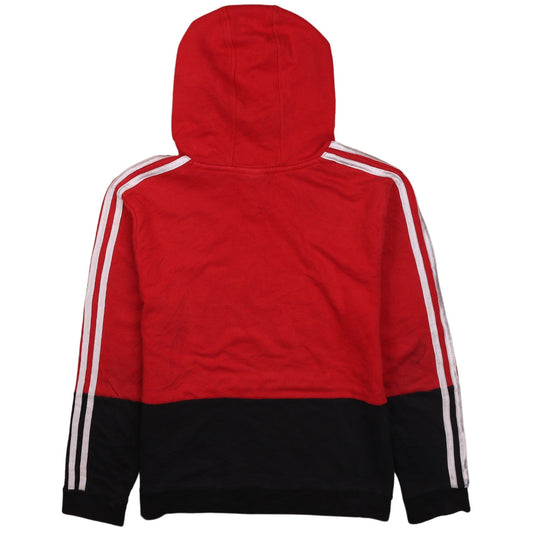 Adidas Boys Red Black Pullover Hoodie 14-16 Years Cotton Blend