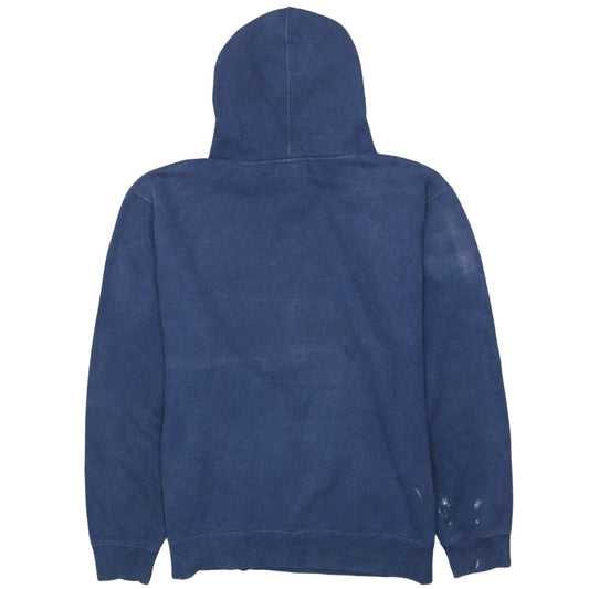 FILA Mens Blue Pullover Hoodie Size L Logo Sports Fleece