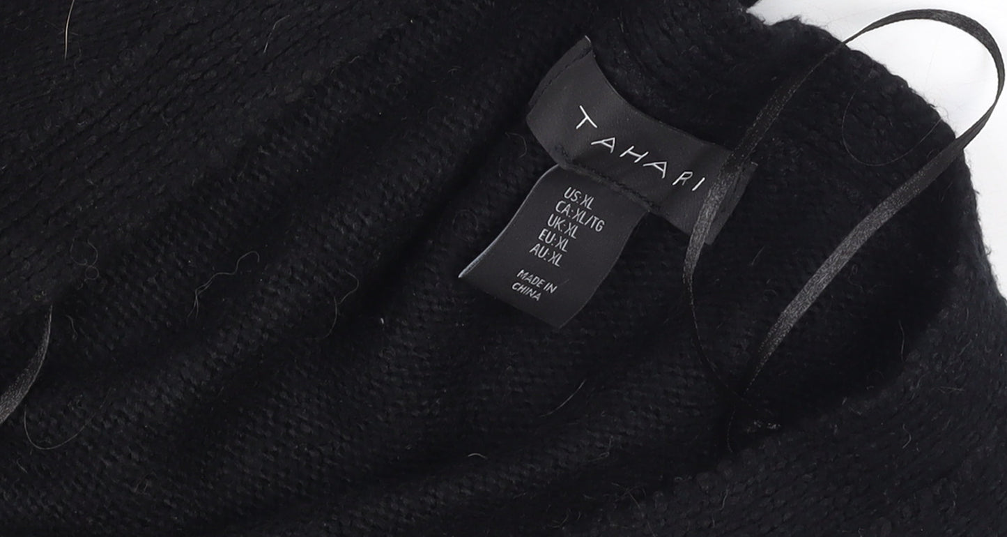 Tahari Women's Black Knit Long Button Coatigan Size XL