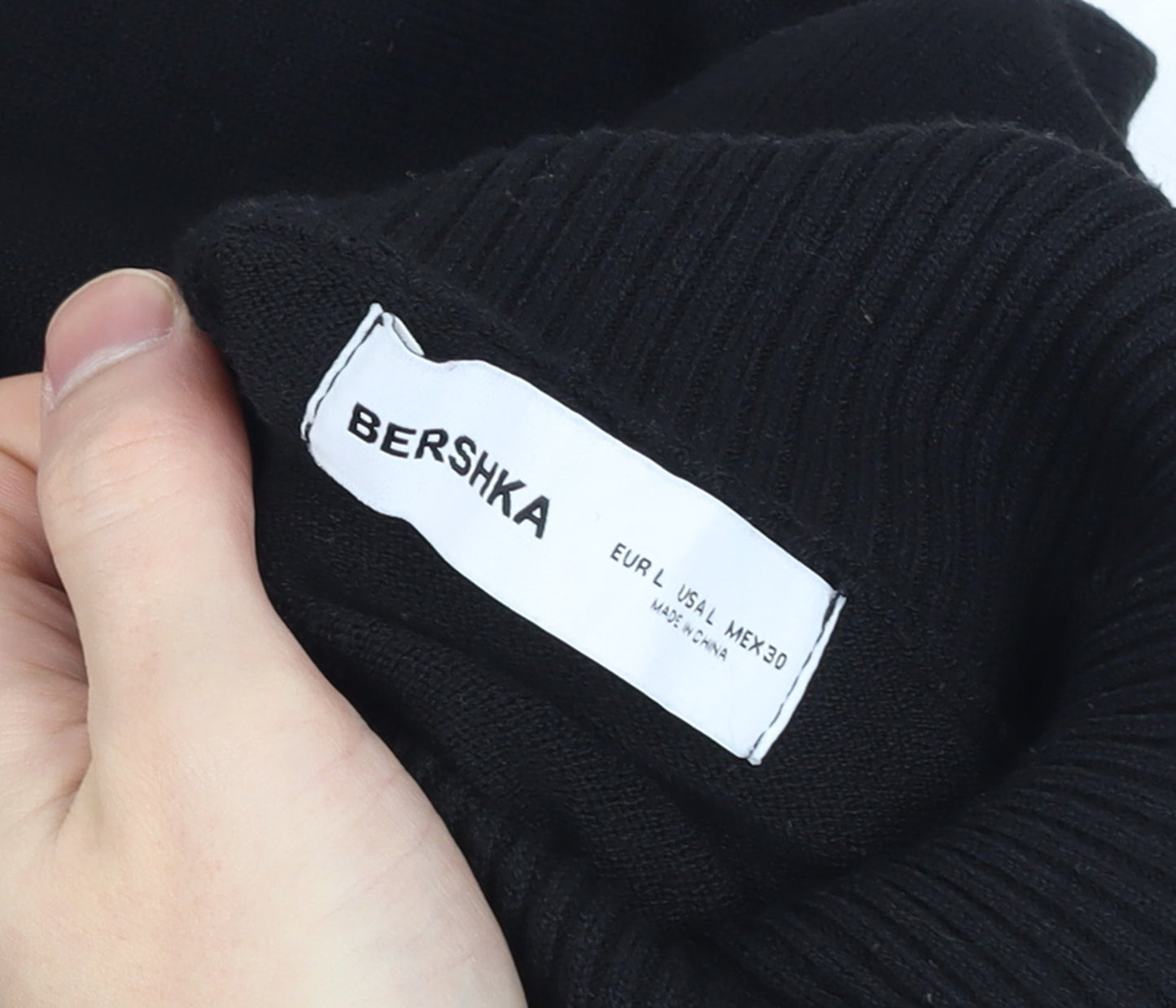 Bershka Women’s Black Roll Neck Long Sleeve Tunic Jumper Size 14