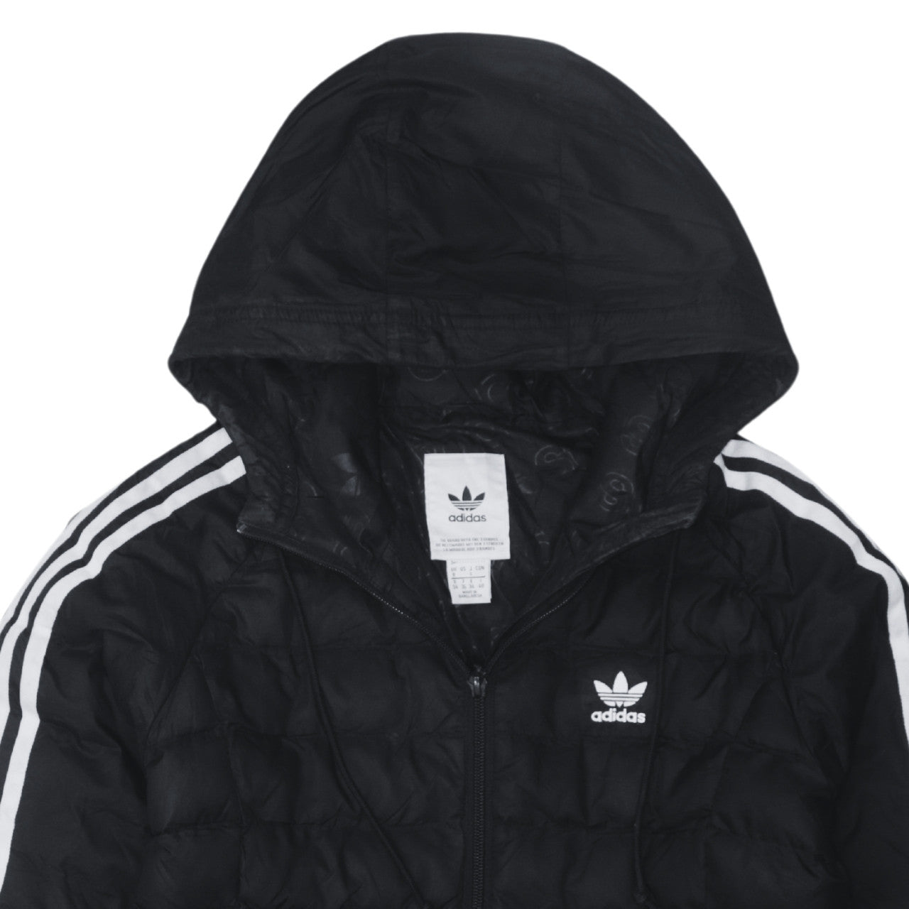 Adidas Womens Black Size 8 Hooded Puffer Jacket with Logo