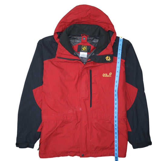 Jack Wolfskin Men Red Waterproof Hooded Parka Jacket Size M