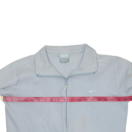 Nike Women Light Grey Full Zip Sweatshirt Size M Classic Fit