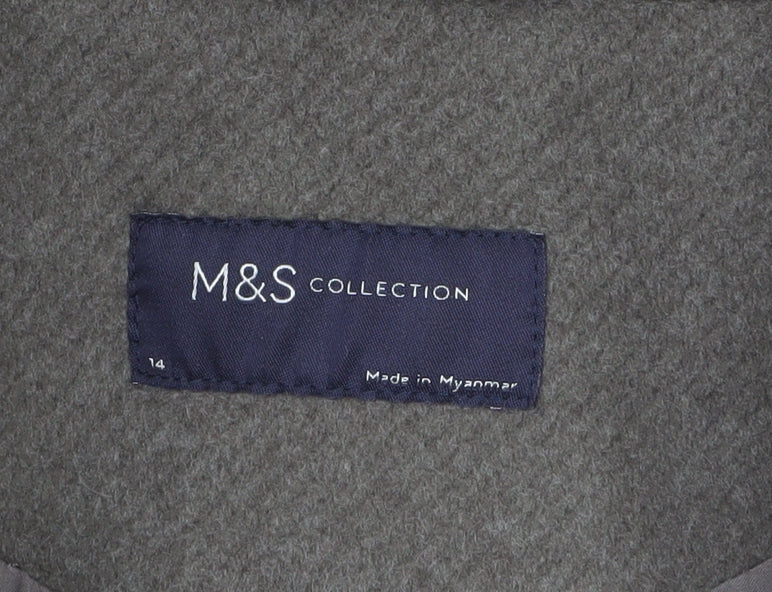 Marks and Spencer Womens Brown Mid-Length Button Overcoat Size 14