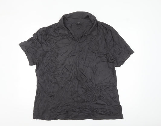 Marks and Spencer Mens Black 2XL Polo Shirt Cotton Blend