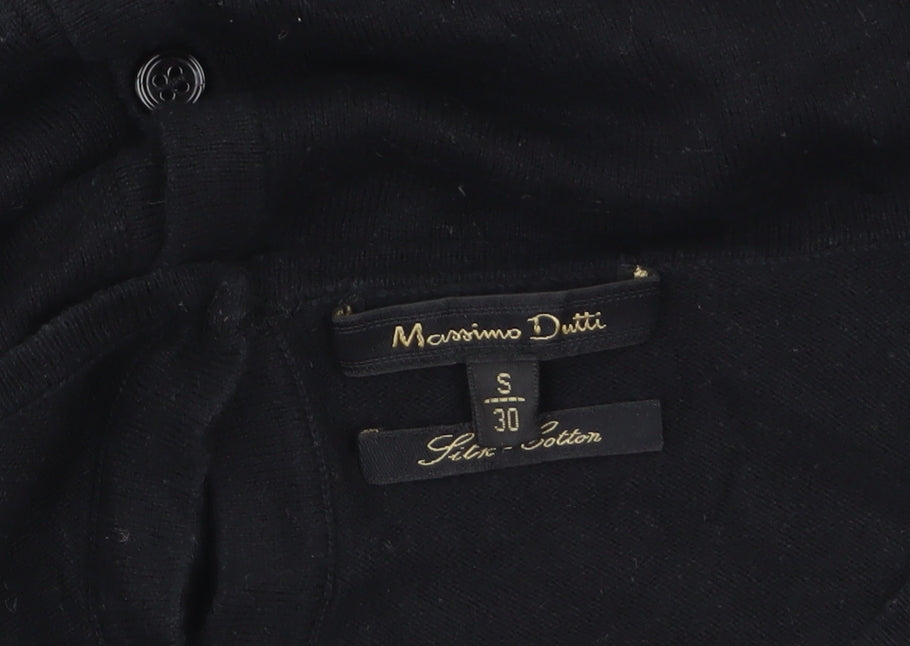 Massimo Dutti Women’s Black Silk Cotton V-Neck Cardigan S