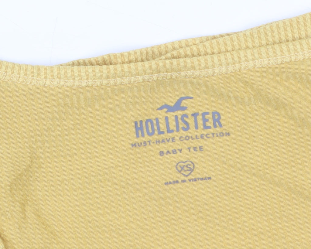 Hollister Womens Yellow Cropped Baby Tee XS Slim Fit Top