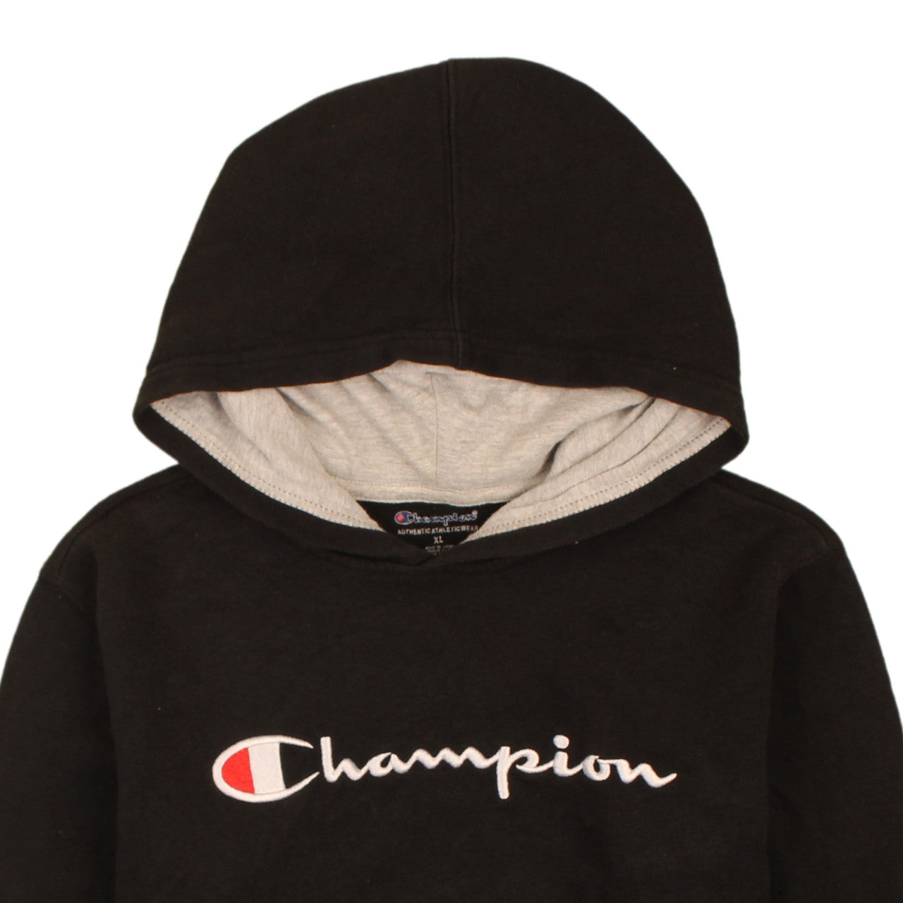 Champion Womens Black XL Pullover Hoodie with Logo Embroidery