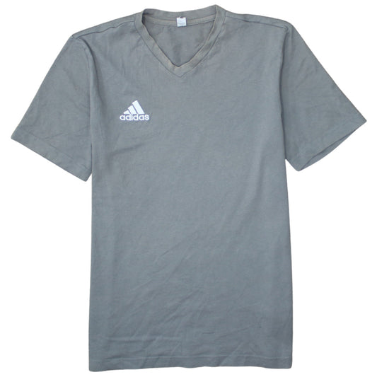 Adidas Men's Grey V-Neck Short Sleeve Cotton T-Shirt Size S