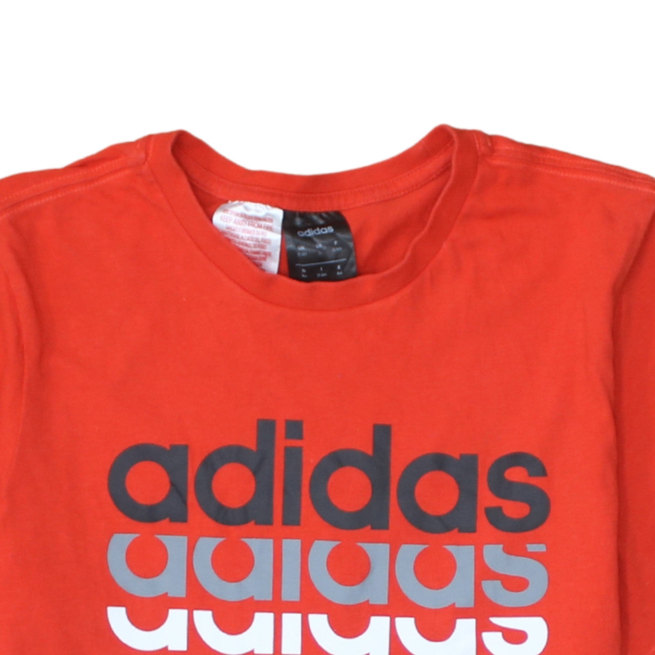 Adidas Boys Red 13-14 Years Logo Graphic Cotton T-Shirt