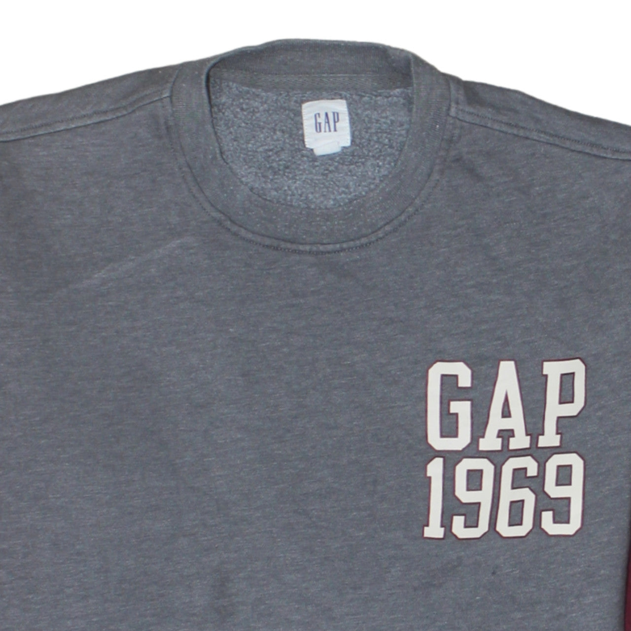 GAP Men's Grey Maroon Logo 1969 Crew Neck Sweatshirt Size M