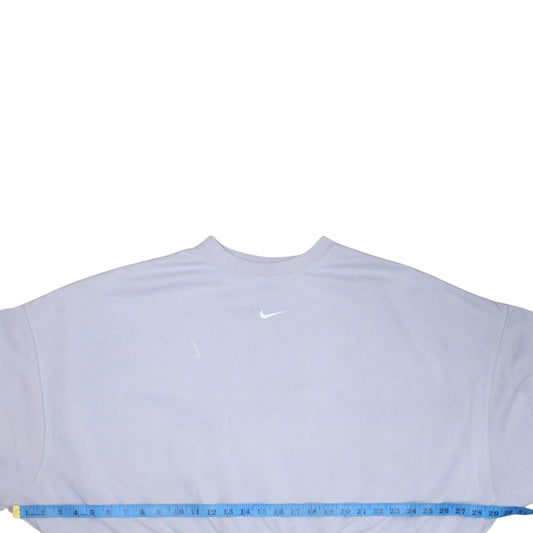 Nike Women's White Cropped Pullover Sweatshirt Size M Cotton Blend