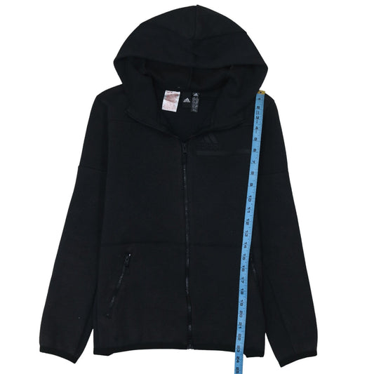 Adidas Boys Black Full Zip Hoodie 13-14 Years Regular Fit Fleece Sweatshirt
