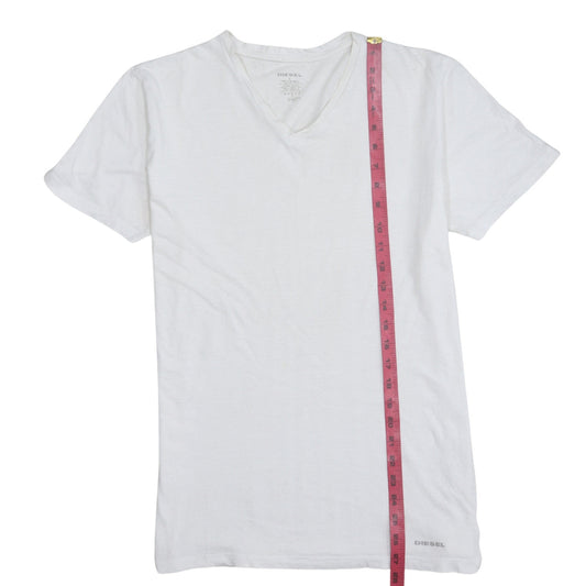 Diesel Men's White V-Neck Cotton T-Shirt Size L