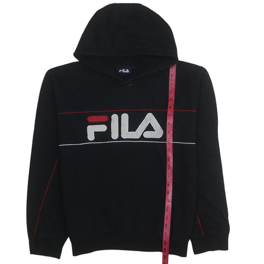 FILA Women's Black Pullover Hoodie Medium Logo Sweatshirt
