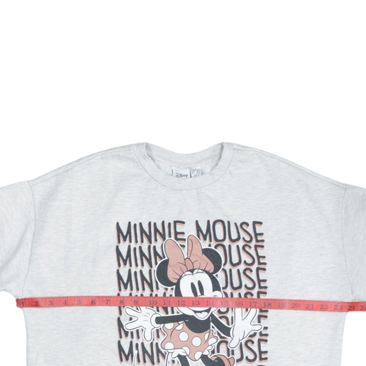 Disney Women Grey Minnie Mouse Sweatshirt L Relaxed Fit