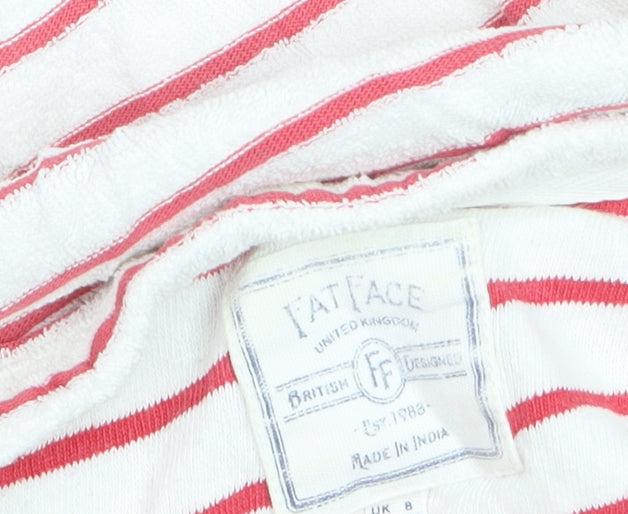 FatFace Women’s White Red Striped Boat Neck Long Sleeve Cotton T-Shirt Size 8