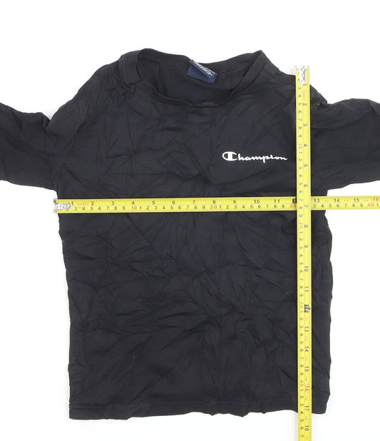 Champion Boys Black Cotton Pullover Jumper Small 7-8 Years Crew Neck