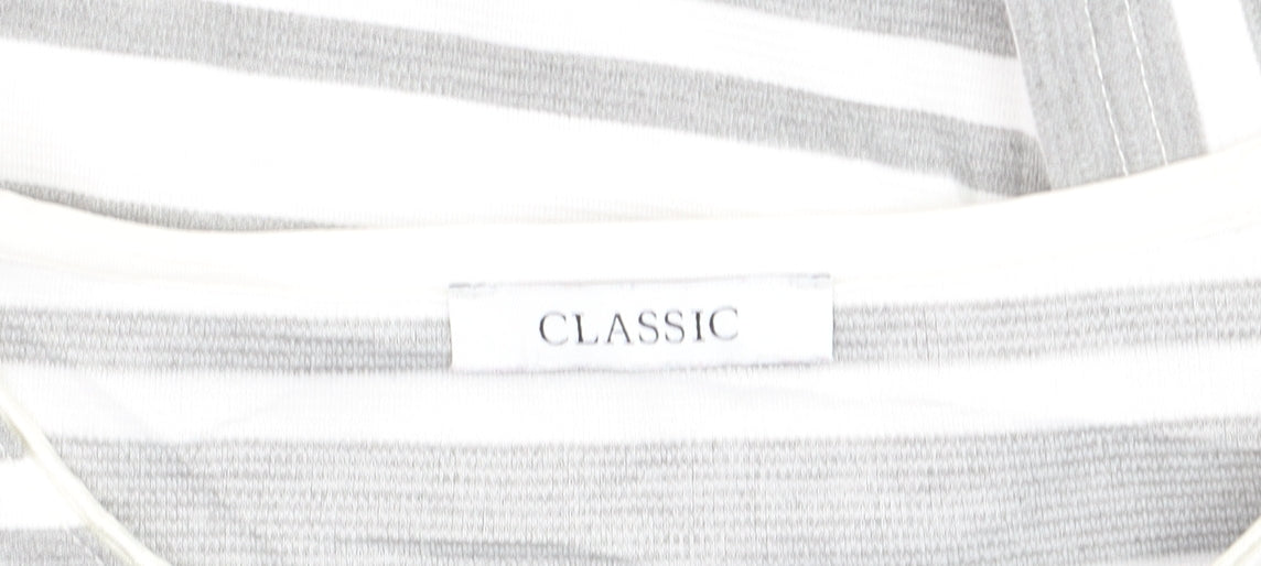 Marks and Spencer Womens Grey Striped 3/4 Sleeve Pullover Jumper Size 10