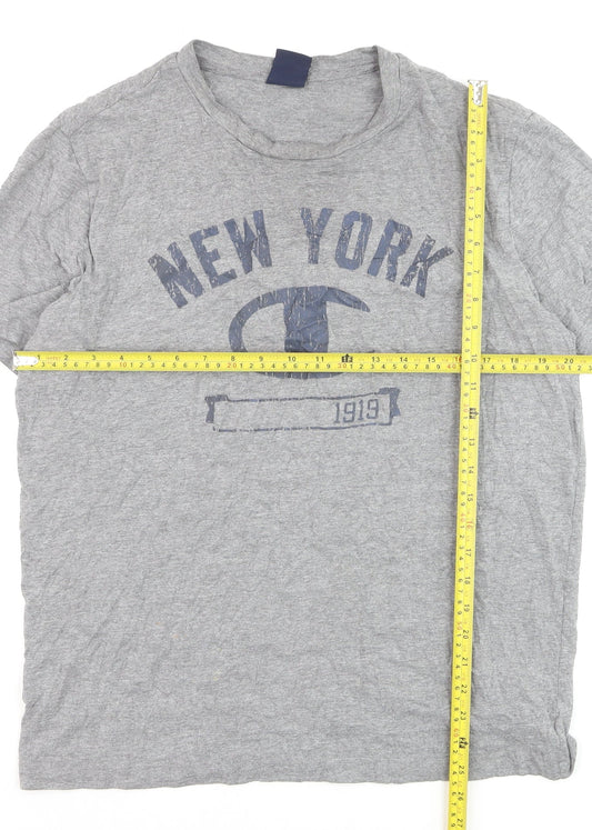 Champion Men's Grey New York 1919 Logo Graphic T-Shirt Size L