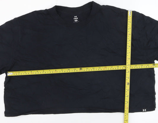 Under Armour Women Black Cropped Relaxed Fit T-Shirt L