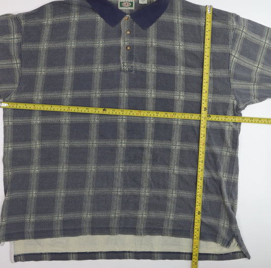 G.P.S Global Tracking Men's Blue Check Cotton Polo Shirt Size L