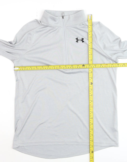 Under Armour Boys Grey YLG 1/4 Zip Long Sleeve Pullover Sweatshirt