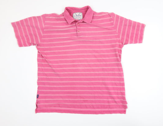 Crew Clothing Co. Men's Pink Striped Polo Shirt Size L