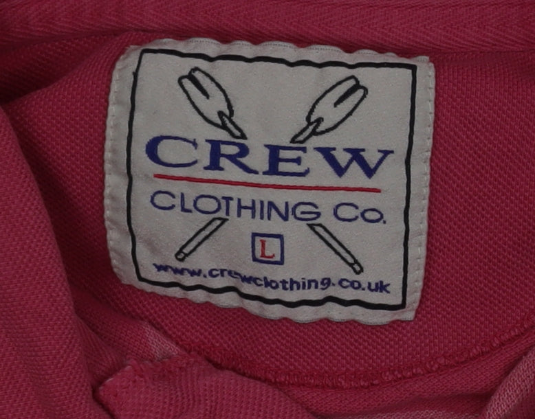 Crew Clothing Co. Men's Pink Striped Polo Shirt Size L