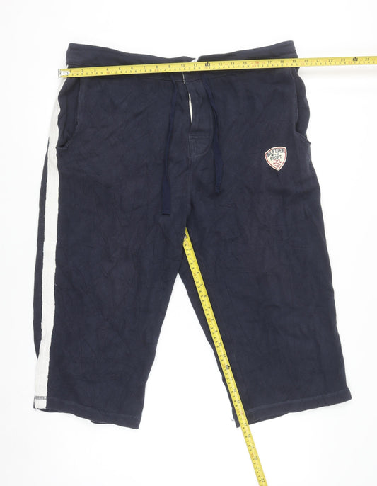 Tommy Hilfiger Men’s Blue XL Sport Capri Trousers with Logo and Stripe Detail
