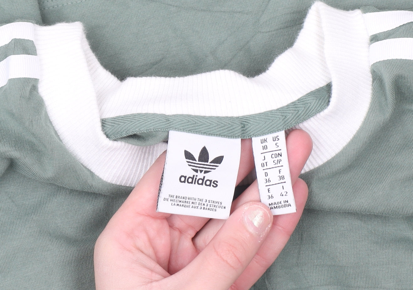 Adidas Women's Green Long Sleeve Crew Neck T-Shirt Size S