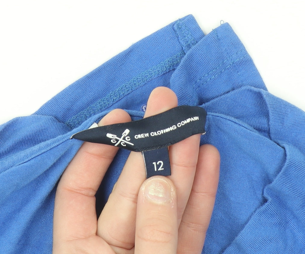 Crew Clothing Women's Blue Size 12 V-Neck Long Sleeve Jersey Top