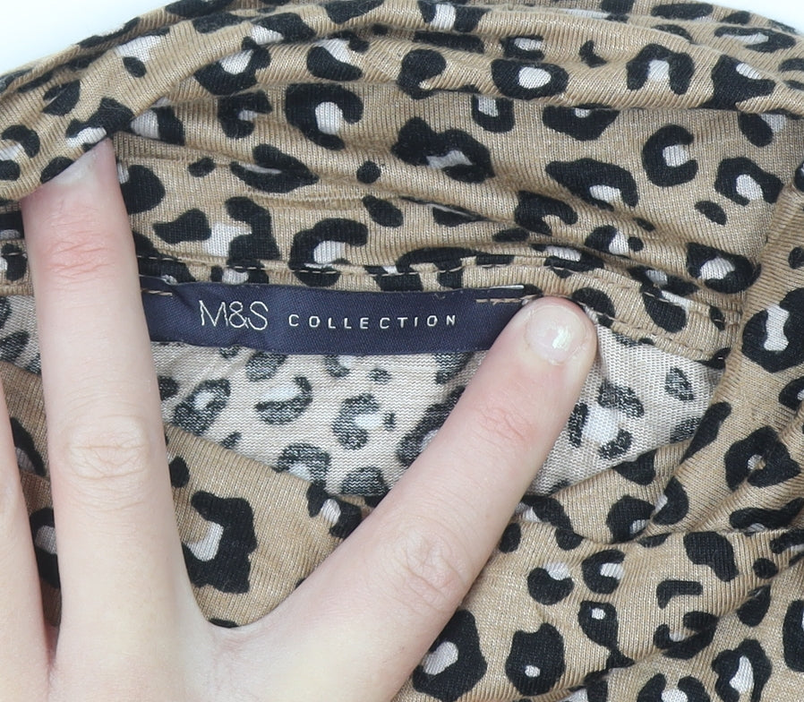 Marks and Spencer Women’s Brown Leopard Print Roll Neck Top Size 10