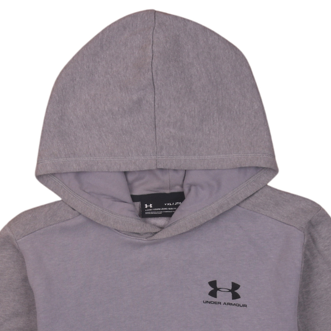 Under Armour Boys Grey Pullover Hoodie YXL Loose Fit ColdGear